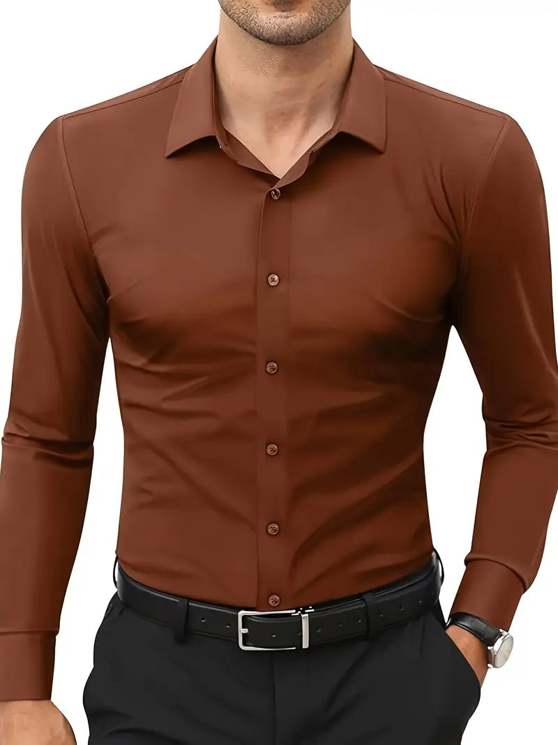 Hochwertiges Einfarbiges Slim-Fit-Hemd
