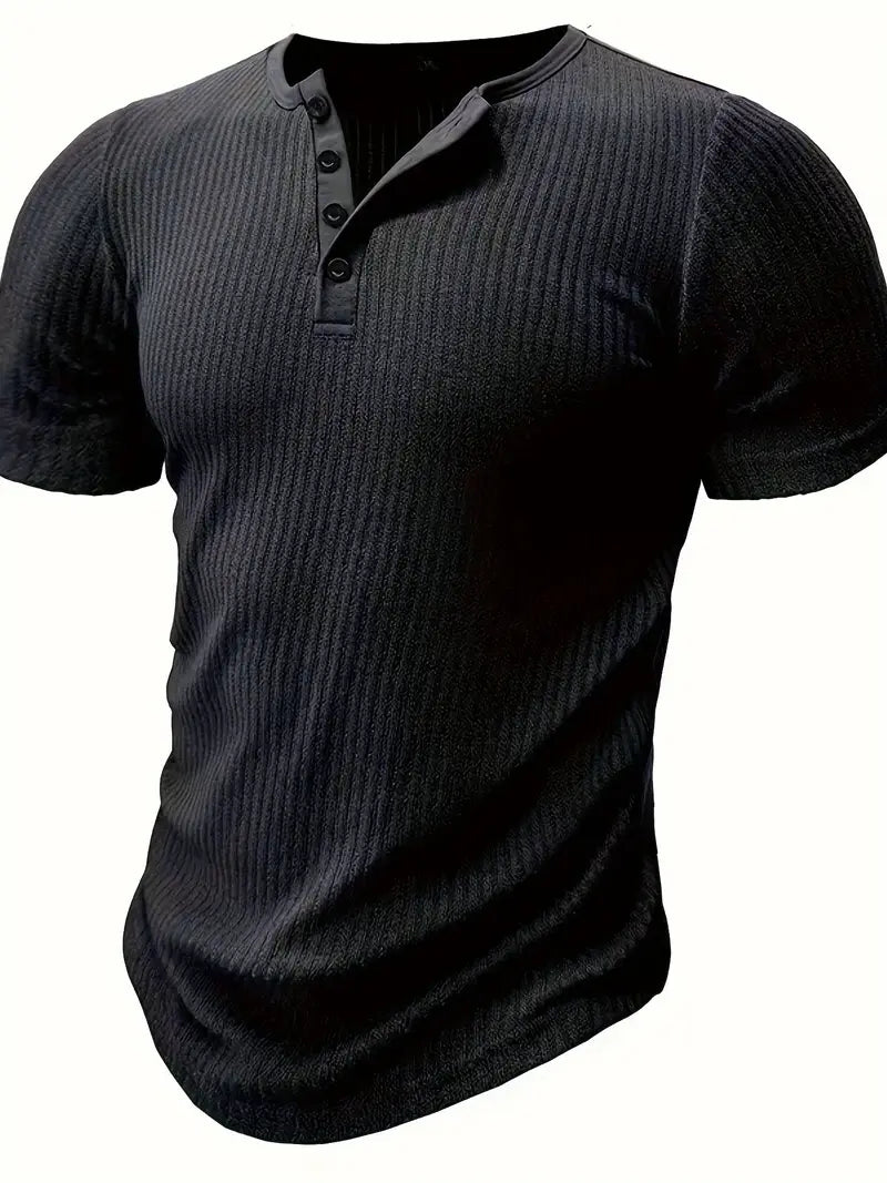 Bergmann™ | Bio-Baumwolle Henley-Kurzarmshirt