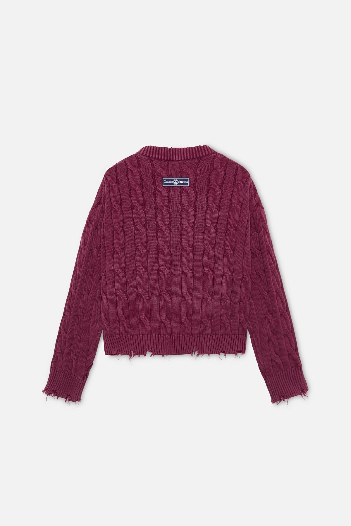 CABLE KNIT DISTRESSED SWEATER